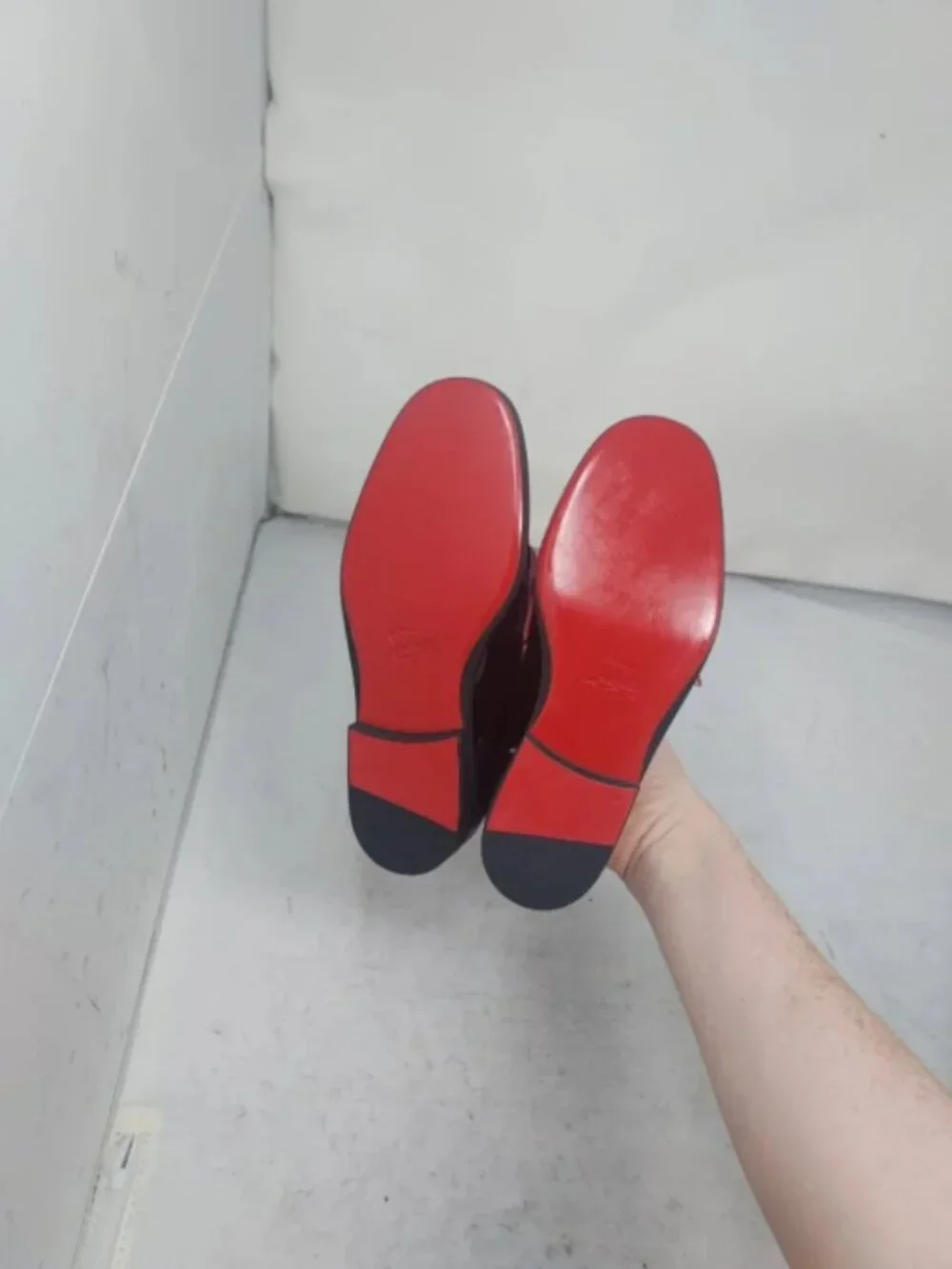 Christian Louboutin Boys Black White Red Penny Loafer